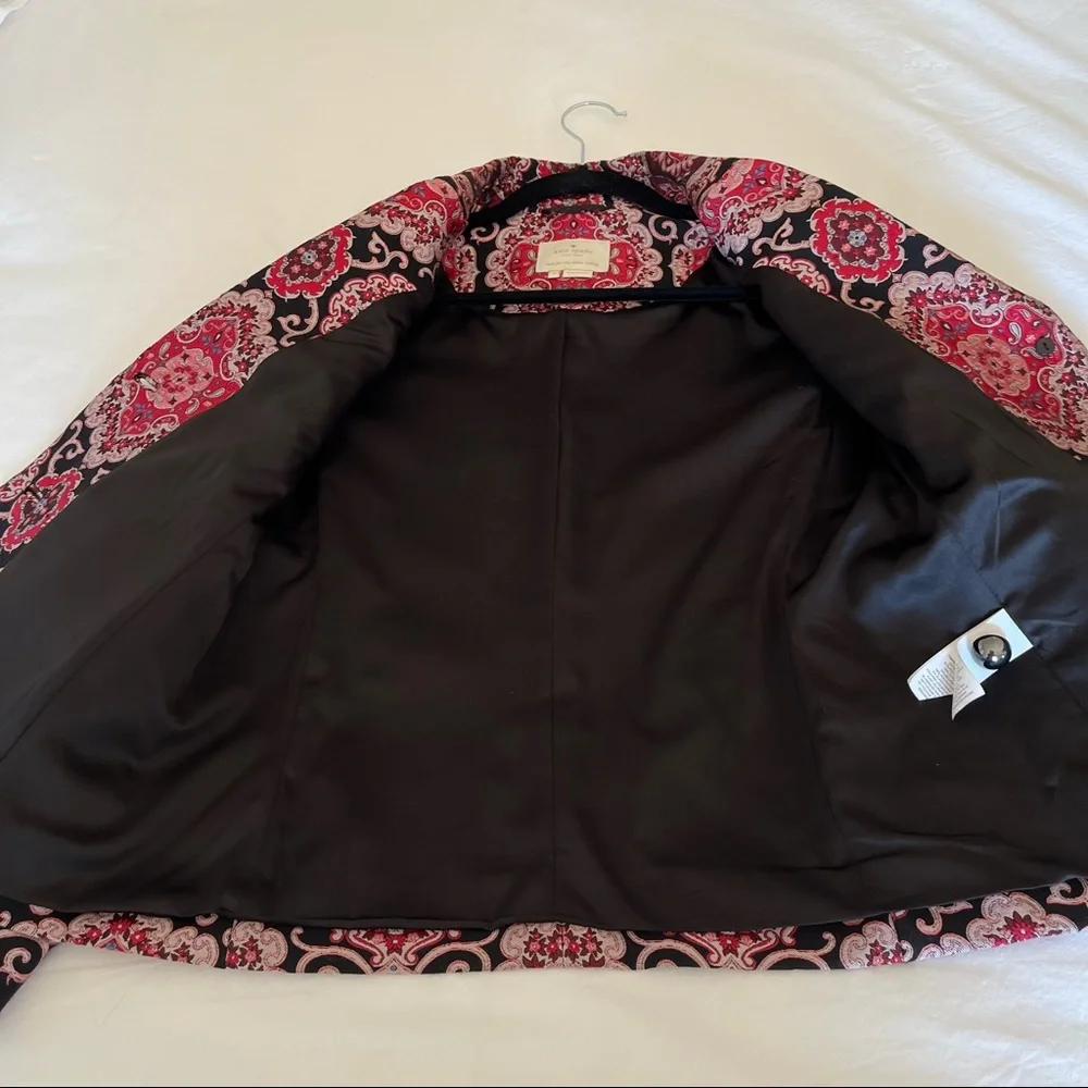 Kate Spade red black brocade jacket 2